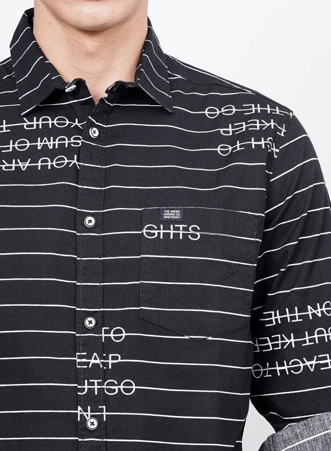 The Indian Garage Co Men Regular Fit Striped Full Sleeves Spread Collar Casual Shirt - Image 5