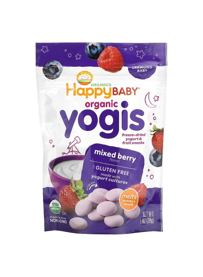 Happy Family Organics Happy Family Organics, Organic Yogis, Freeze Dried Yogurt & Fruit Snacks, Mixed Berry, 1 oz (28 g)  - Image 1