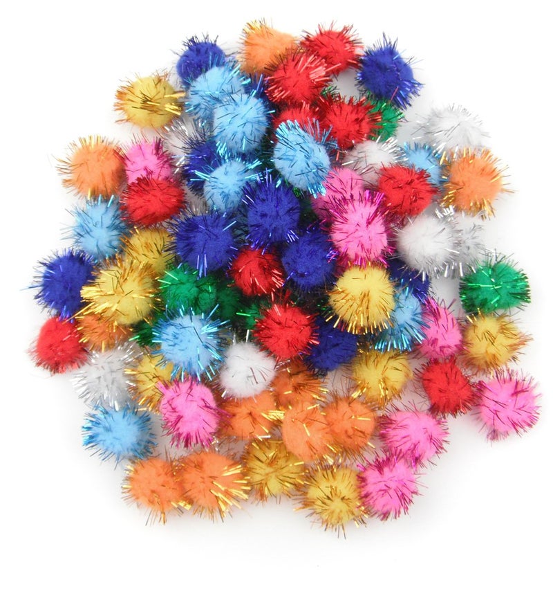 ALL in ONE Assorted Color Glitter Sparkle Pom Poms for Craft DIY 20MM