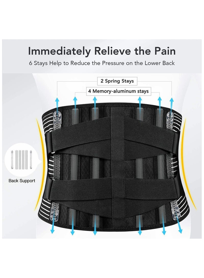 Generic Lower Back Pain Relief with 6 Stays Breathable Mesh Back Support Belt for Men and Women (Large)  - Image 3