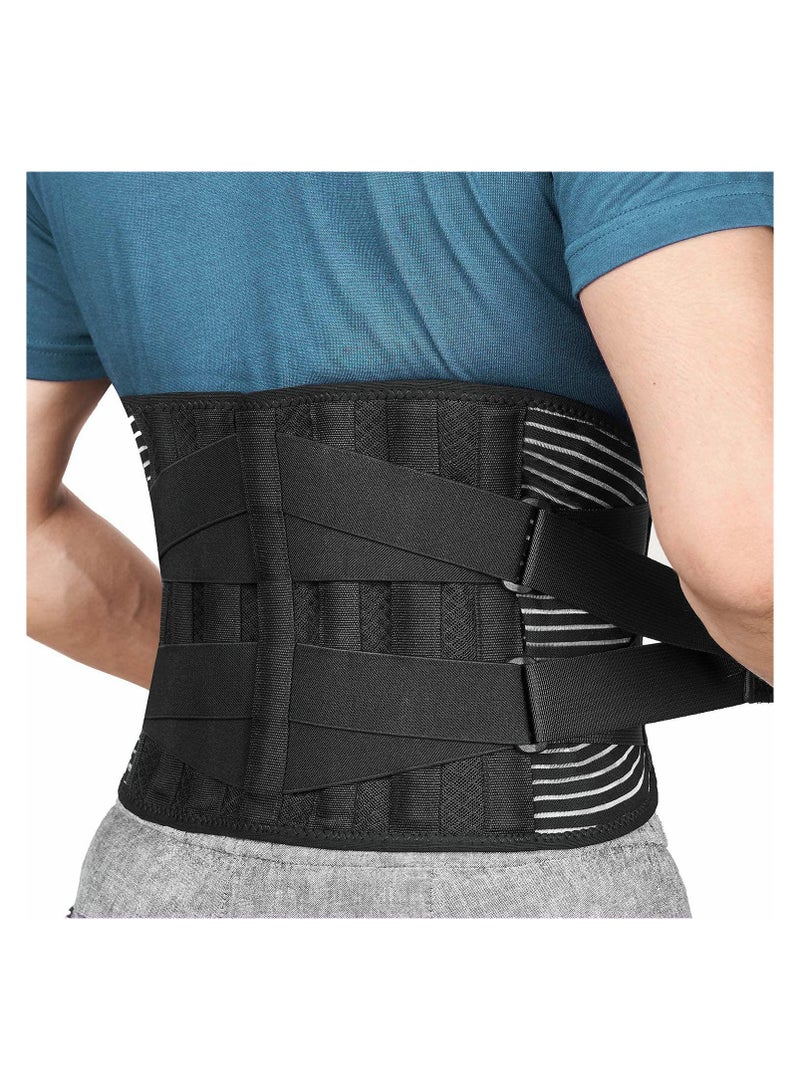 Generic Lower Back Pain Relief with 6 Stays Breathable Mesh Back Support Belt for Men and Women (Large)  - Image 1