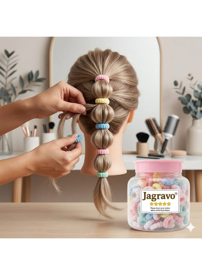 جاجرافو ربطات شعر مطاطية ناعمة من JAGRAVO للفتيات، 100 قطعة من أشرطة الشعر المرنة الملونة، حوامل ذيل الحصان بدون تلف للأطفال والنساء - Image 3