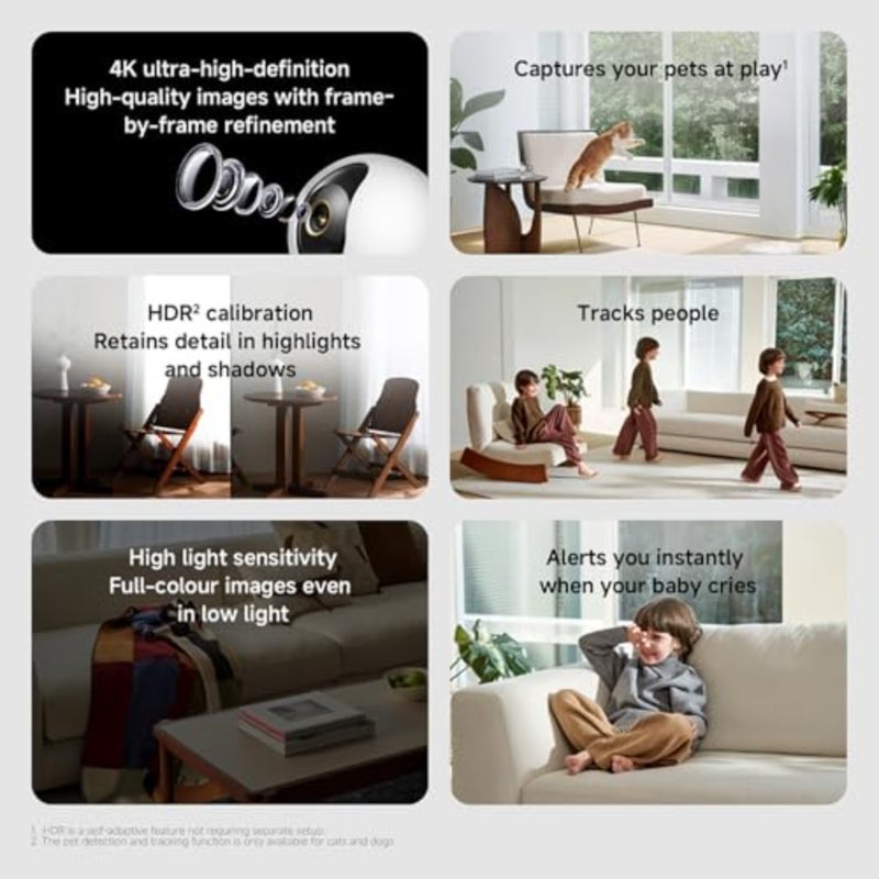 C701 4K 8MP Pan/Tilt Indoor Camera House WiFi Security Camera 360° Coverage AI Detection Night Vision Baby Pets Dogs Monitor Cameras Works with Alexa and Google - Image 2