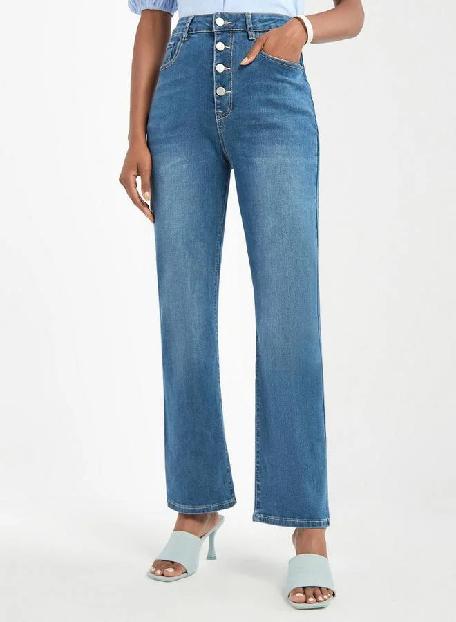 Splash FAV Solid Flared Leg Jeans with Pockets