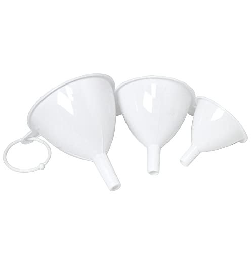 Chef Craft Classic Plastic Funnel Set, 2.5 to 3.75 inch 3 Piece Set, White - Image 1