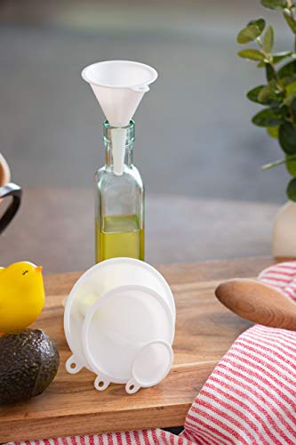 Chef Craft Classic Plastic Funnel Set, 2.5 to 3.75 inch 3 Piece Set, White - Image 4
