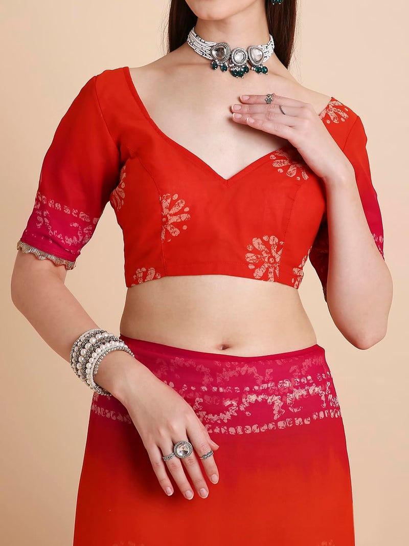 RATAN Women’s Chiffon Printed Saree with Blouse Piece | Lightweight Soft Saree | Daily Wear and Festive Saree for Women - Image 4