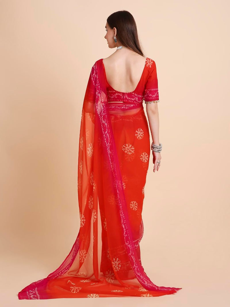 RATAN Women’s Chiffon Printed Saree with Blouse Piece | Lightweight Soft Saree | Daily Wear and Festive Saree for Women - Image 5