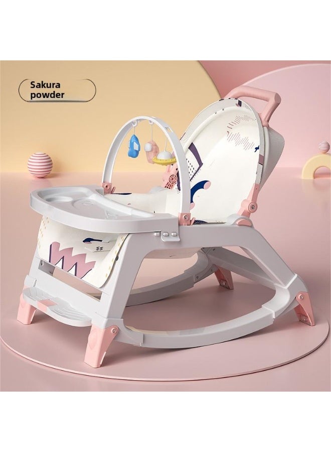ORiTi كرسي هزاز للأطفال، أداة مهدئة للأطفال، يمكن أن يستلقي أو يجلس، مهد حديثي الولادة، كرسي مهدئ للأطفال، كرسي استرخاء مهدئ للنوم، سرير هزاز - وردي - Image 1