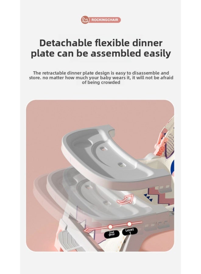 ORiTi كرسي هزاز للأطفال، أداة مهدئة للأطفال، يمكن أن يستلقي أو يجلس، مهد حديثي الولادة، كرسي مهدئ للأطفال، كرسي استرخاء مهدئ للنوم، سرير هزاز - وردي - Image 2