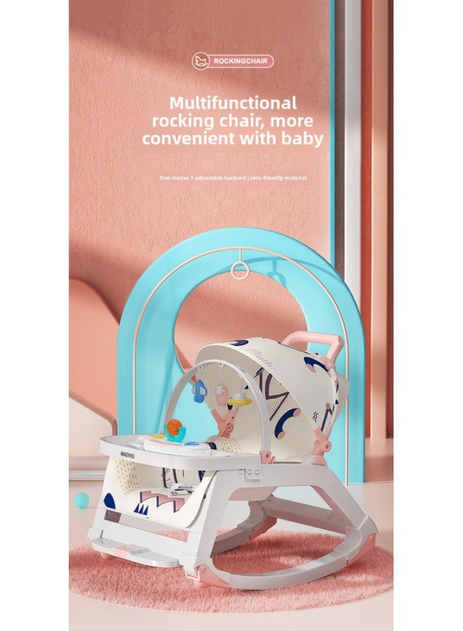 ORiTi كرسي هزاز للأطفال، أداة مهدئة للأطفال، يمكن أن يستلقي أو يجلس، مهد حديثي الولادة، كرسي مهدئ للأطفال، كرسي استرخاء مهدئ للنوم، سرير هزاز - وردي - Image 3