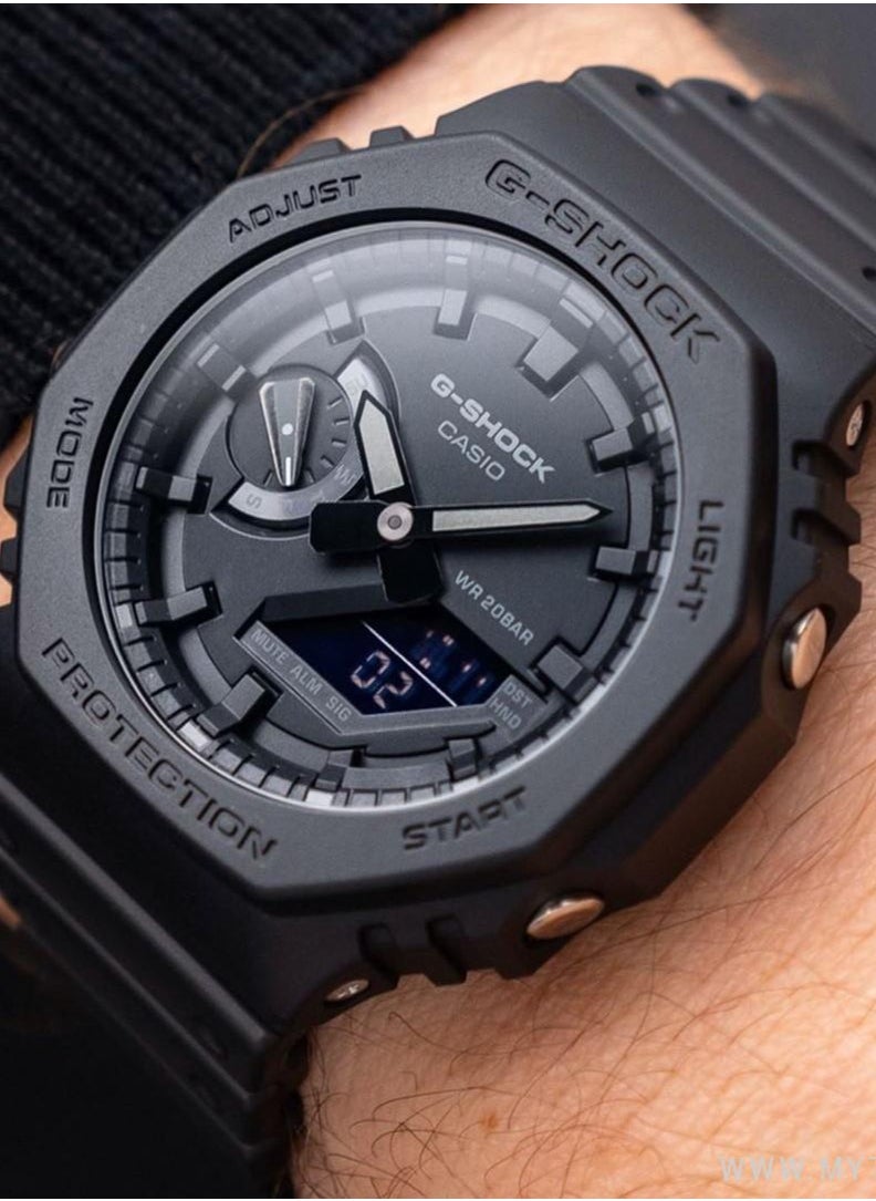 G-SHOCK Men's Stylish Analog Digital Quartz Watch - GA-2100-1A1DR Black Dial, Black Band  - Image 2