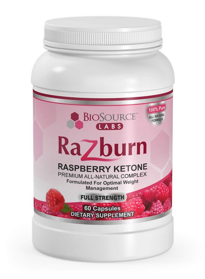 BioSource Labs Razburn Premium Extra Potent 100% Pure Raspberry Ketones All Natural Pills With Caffeine & Green Tea Extract For Men & Women (60 Vegetarian Capsules) - Image 1