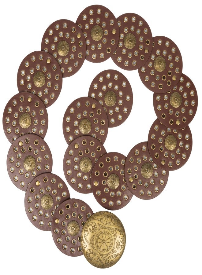 إيوهاك حزام إيوهاك النسائي العريض ذو القرص الغربي، حزام جلدي بوهيمي مزين بزخارف كونشو، مناسب للجينز والفساتين - Image 5