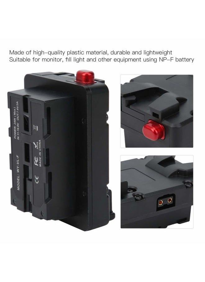fosa - V Lock Battery Adapter, V Mount Battery to NP F Adapter, 14.8V D tap Output Port V Lock D tap Battery Plate Adapter for Monitor Fill Light - Image 1