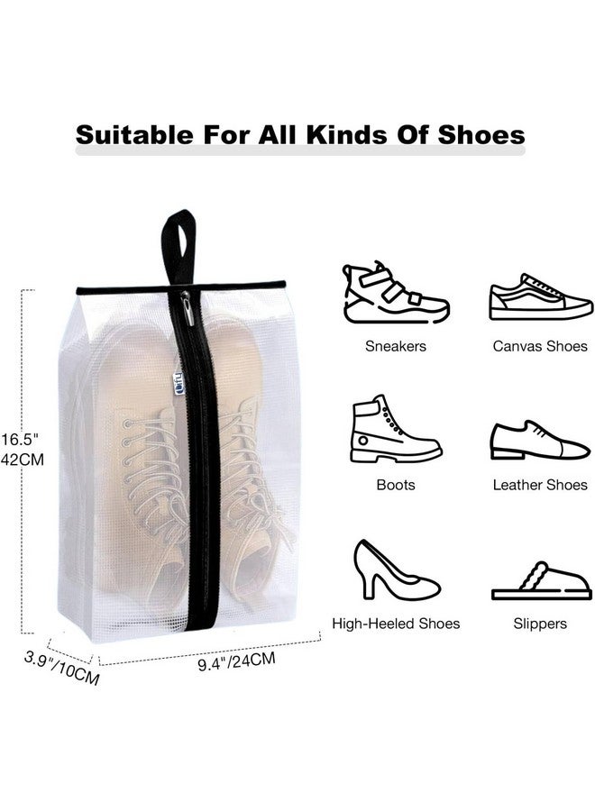 Lify Lify Travel Shoe Bag with Handle and Zipper Closure for Travel and Home Use as Soccer Shoe Bag - Waterproof, Dustproof, Transparent- 6 Piece Pack (Black (6Pcs)) - Image 2