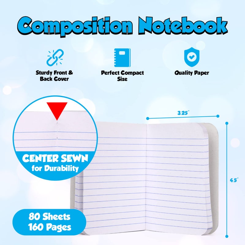 Manaloom Mini Composition Notebooks, Mini Composition Books Bulk, Small Pocket Notebook, for Kids Students College Office, Pocket Size Journaling Notebooks, 4 Colors, 4.5 x 3.25 inch, 80 Sheets/Book (12 Pack) - Image 3