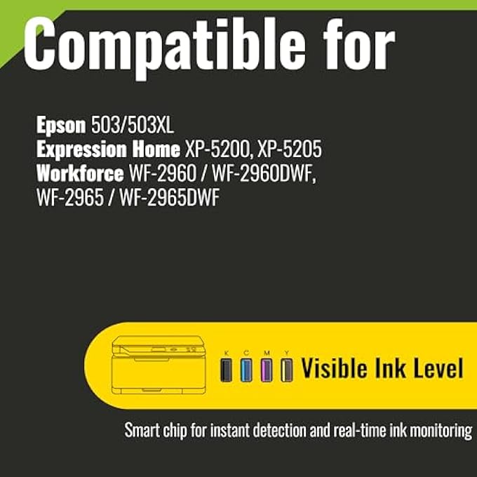 503 XL (PACK OF 4) MULTIPACK PRINTER CARTRIDGES COMPATIBLE WITH EPSON 503 503XL - FOR EXPRESSION HOME XP-5200, XP-5205, WORKFORCE WF-2960 / WF-2960DWF, WF-2965 / WF-2965DWF - Image 2