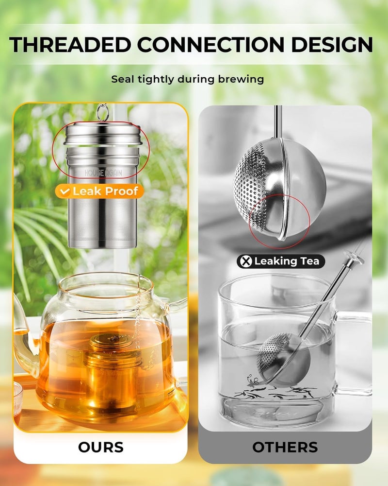 HOUSE AGAIN Tea Infuser, Extra Fine Mesh Tea Strainers for Loose Tea, 18/8 Stainless Steel Tea Strainer with Extended Chain Hook, Tea Steeper for Brew Tea, Spices & Seasonings, for Single Cup - Image 4