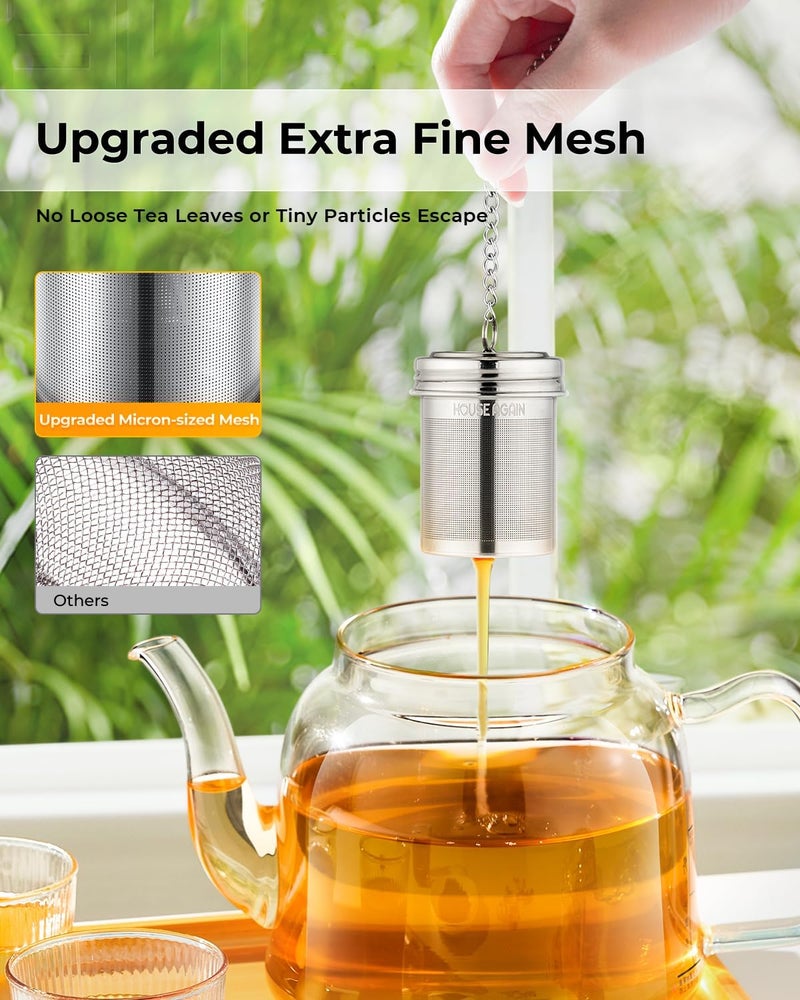 HOUSE AGAIN Tea Infuser, Extra Fine Mesh Tea Strainers for Loose Tea, 18/8 Stainless Steel Tea Strainer with Extended Chain Hook, Tea Steeper for Brew Tea, Spices & Seasonings, for Single Cup - Image 3