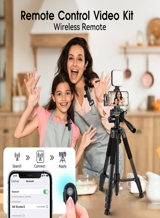 Heliora Vlogging Kit with Wireless Lavalier Microphone for iPhone, Android, YouTube Starter kit Content Creator Equipment with 60” Extendable Fullsize Tripod, Soft Light for Vlogging, YouTube, TikTok - Image 4