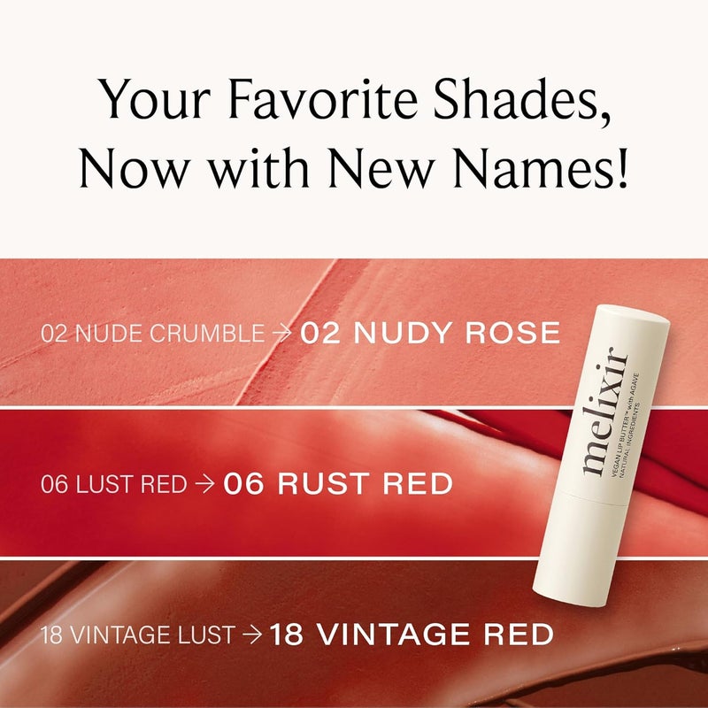 Melixir Vegan Lip Butter (12 Colors), Hydrating Tinted Lip Balm Stick, Bee-Free, Petrolatum-Free, Plant-Based, Moisturizes Dry & Chapped Lips With Shea Butter, Sheer, Natural Finish - #18 Vintage Red - Image 3