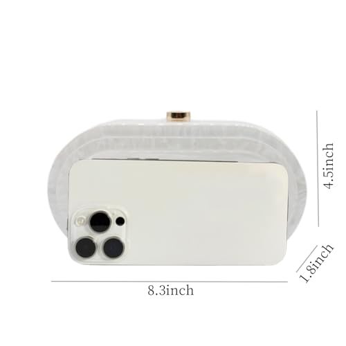 GSYPS Acrylic Clutch Purse Marbled Evening Handags Elegant Shoulder Bag for Wedding Cocktail Party Prom C-White - Image 2