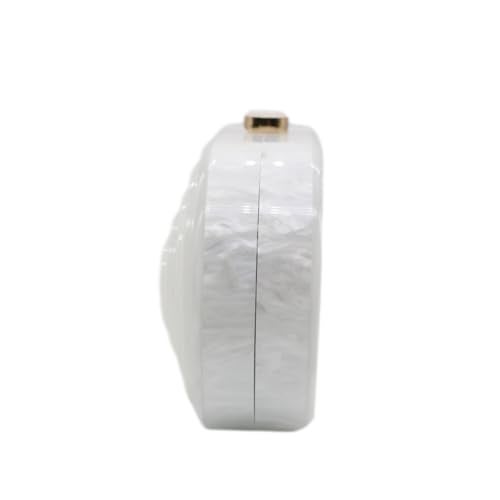 GSYPS Acrylic Clutch Purse Marbled Evening Handags Elegant Shoulder Bag for Wedding Cocktail Party Prom C-White - Image 4