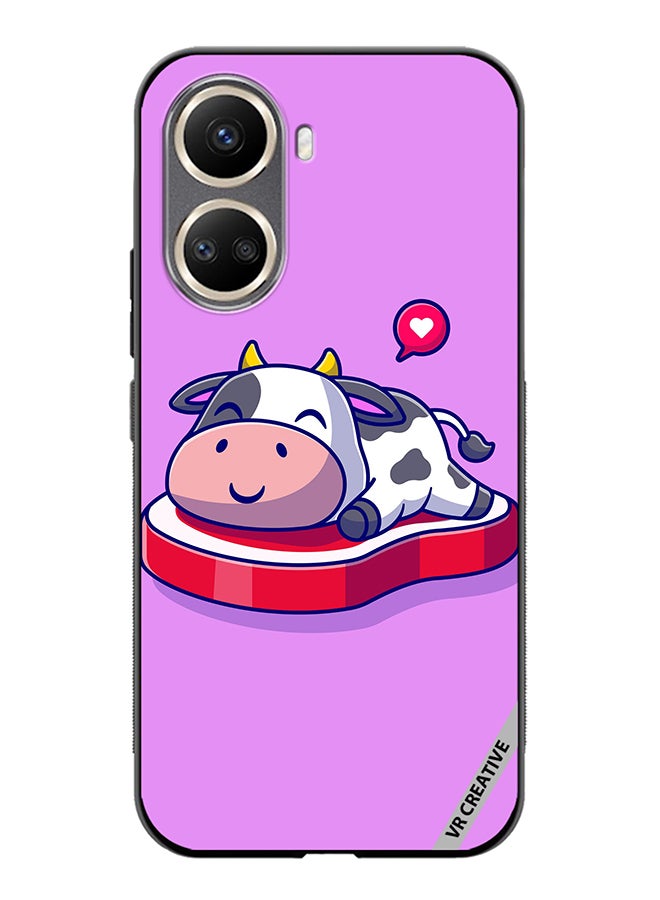 VR CREATIVE Protective Case Cover For Huawei Nova 10 SE Cute Cow Sleeping On Beef Steak Cartoon Design Multicolour - Image 1