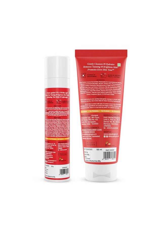 Aqualogica Detan+ Brighter Skin Combo Spf 50 Face Wash For All Skin Types 100G + Sunscreen 50G 2 Count  - Image 2