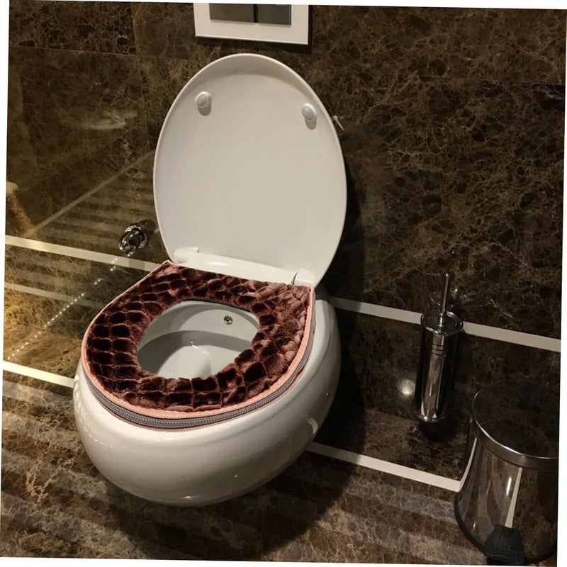 1pc Thickened Toilet Seat Cover Cushions Soft and Warm Design for Toilets and Portable for Bathroom Use Brown - Image 4