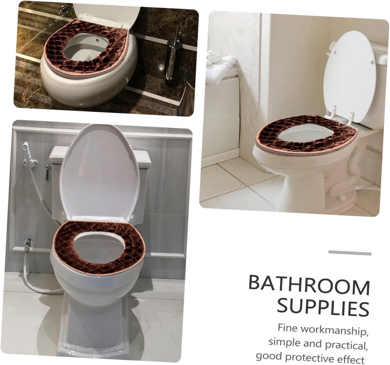 1pc Thickened Toilet Seat Cover Cushions Soft and Warm Design for Toilets and Portable for Bathroom Use Brown - Image 3