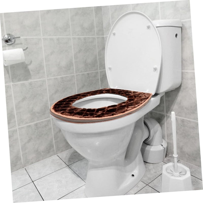 1pc Thickened Toilet Seat Cover Cushions Soft and Warm Design for Toilets and Portable for Bathroom Use Brown - Image 5