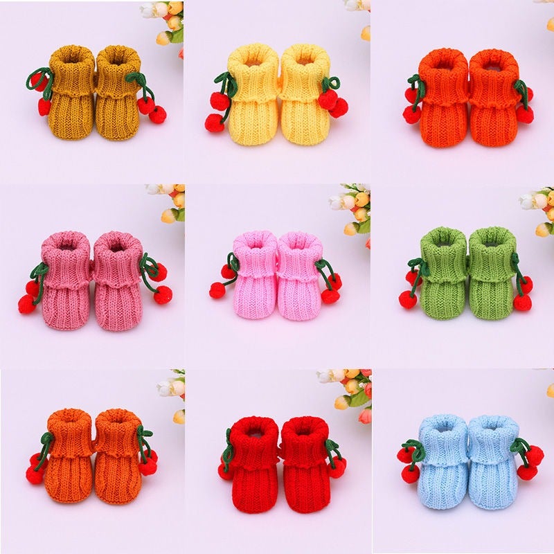 Qi Ta Handmade Knitted Baby Socks Shoes for Newborns, Cotton Breathable Anti-Slip Winter Spring Autumn, 0-3-6 Months, Cartoon Style - Image 5