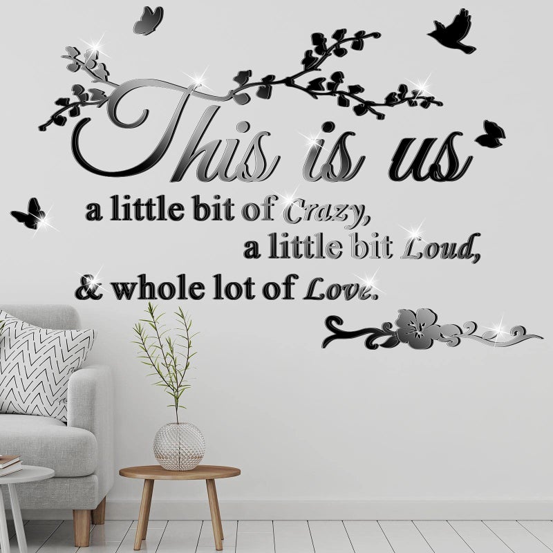 Outus Living Room Wall Decor 3D Acrylic Mirror This is Us Wall Letter Stickers Sign Removable Family Tree Inspirational Quote Decal DIY Art Motivational Decor for Living Room Home Decoration Bedroom - Image 3