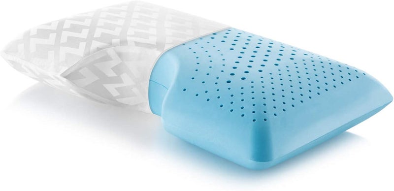 MALOUF Z Shoulder Zoned Dough Memory Foam Pillow  Gel Infused  Premium Tencel Cover  5 Year US Warranty  Mid Loft  Queen Blue - Image 1