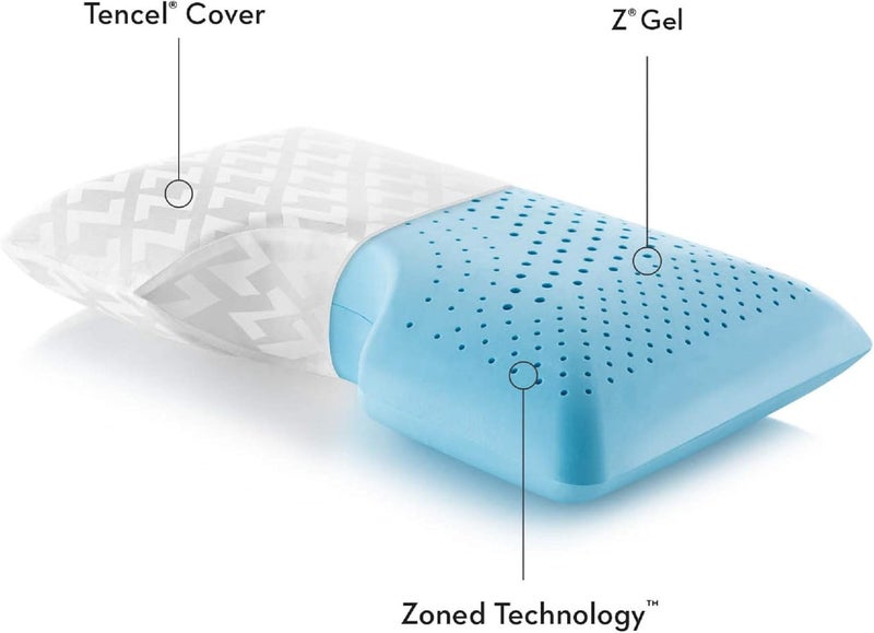 MALOUF Z Shoulder Zoned Dough Memory Foam Pillow  Gel Infused  Premium Tencel Cover  5 Year US Warranty  Mid Loft  Queen Blue - Image 3
