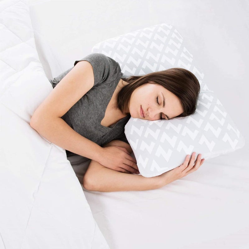 MALOUF Z Shoulder Zoned Dough Memory Foam Pillow  Gel Infused  Premium Tencel Cover  5 Year US Warranty  Mid Loft  Queen Blue - Image 5