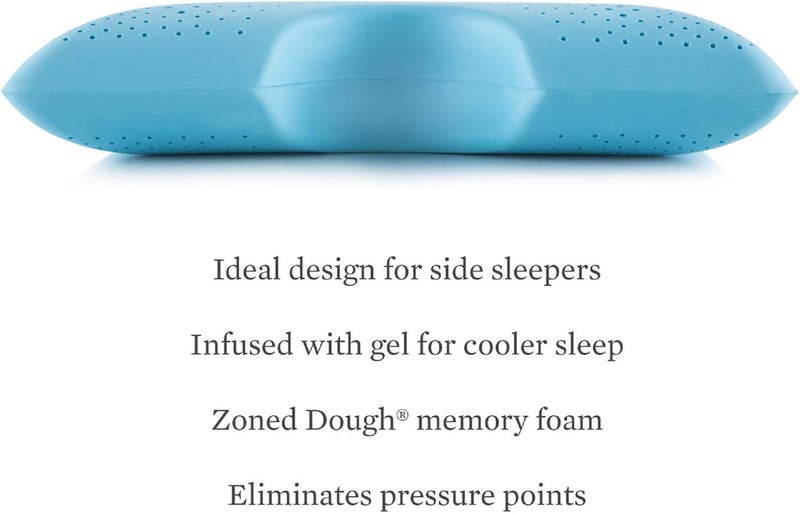 MALOUF Z Shoulder Zoned Dough Memory Foam Pillow  Gel Infused  Premium Tencel Cover  5 Year US Warranty  Mid Loft  Queen Blue - Image 2