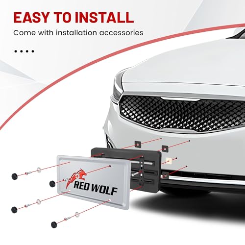 RED WOLF حامل لوحة الترخيص الأمامي RED WOLF يناسب 2000-2025 GMC سييرا يوكون شيفروليه سيلفرادو مجموعة تركيب لوحة الترخيص الأمامية والخلفية مع مجموعة التثبيت - Image 4