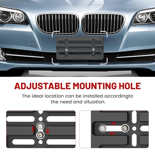 RED WOLF حامل لوحة الترخيص الأمامي RED WOLF يناسب 2000-2025 GMC سييرا يوكون شيفروليه سيلفرادو مجموعة تركيب لوحة الترخيص الأمامية والخلفية مع مجموعة التثبيت - Image 3