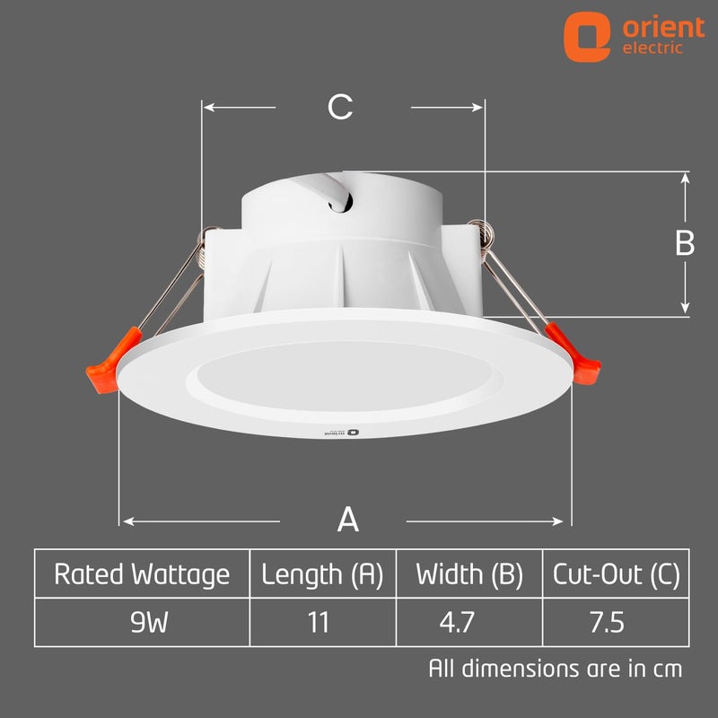 Orient Electric Polycarbonate 9W Led GU24 Downlight | 765 Lumens | Energy Saving | Up to 4 Kv Surge Protection | Suited for 3-Inch Junction Box| Cool White | Bis Certified | Made in India | Pack of 1 - Image 5