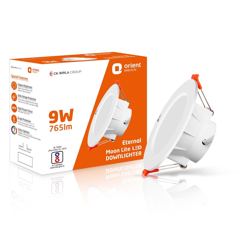 Orient Electric Polycarbonate 9W Led GU24 Downlight | 765 Lumens | Energy Saving | Up to 4 Kv Surge Protection | Suited for 3-Inch Junction Box| Cool White | Bis Certified | Made in India | Pack of 1 - Image 1