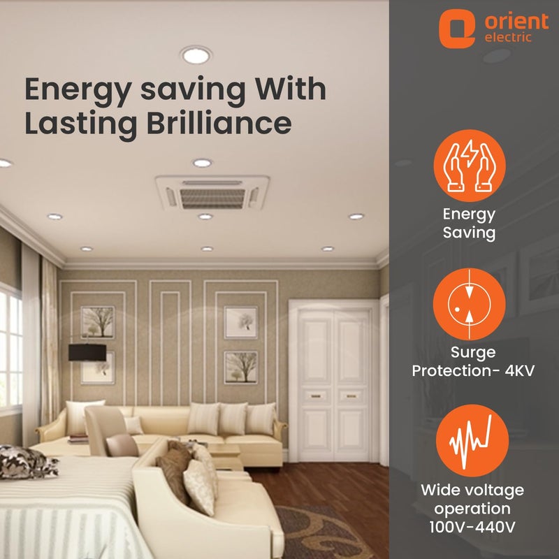Orient Electric Polycarbonate 9W Led GU24 Downlight | 765 Lumens | Energy Saving | Up to 4 Kv Surge Protection | Suited for 3-Inch Junction Box| Cool White | Bis Certified | Made in India | Pack of 1 - Image 4
