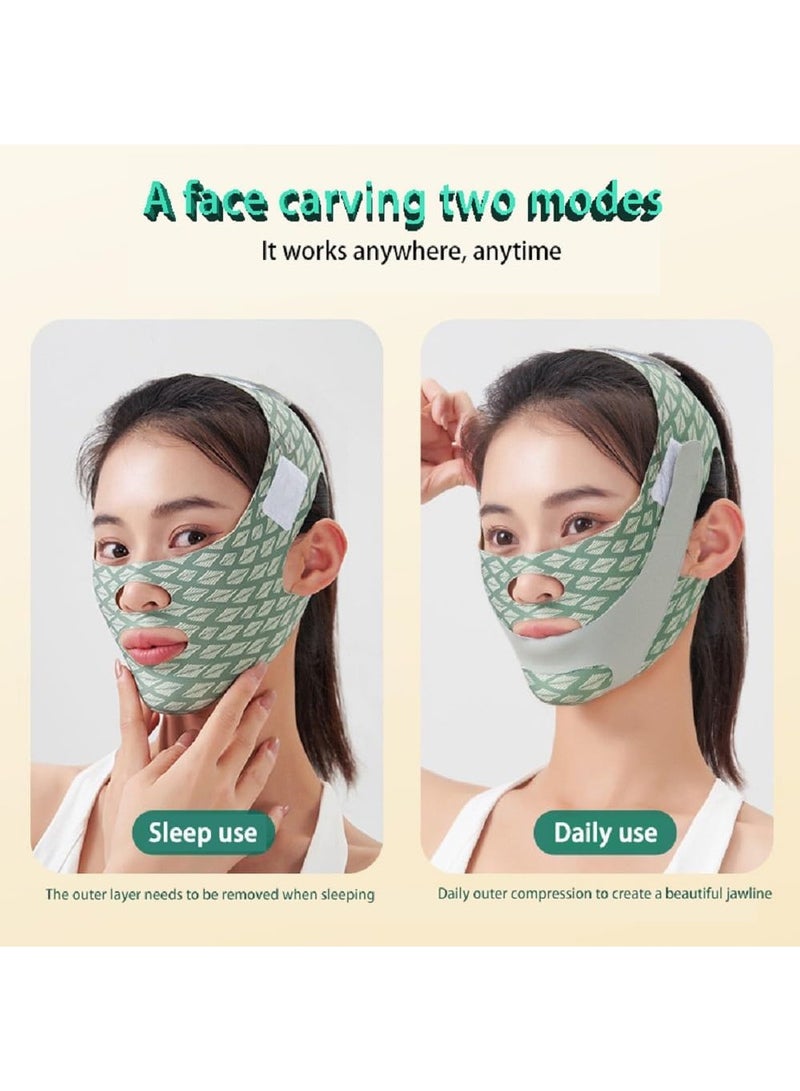 إسكدنيا V Line Lifting Bandage，Adjustable Jawline Lift Tape, Enhancer Face Patch Firming Contouring Face Mask（Green） - Image 5
