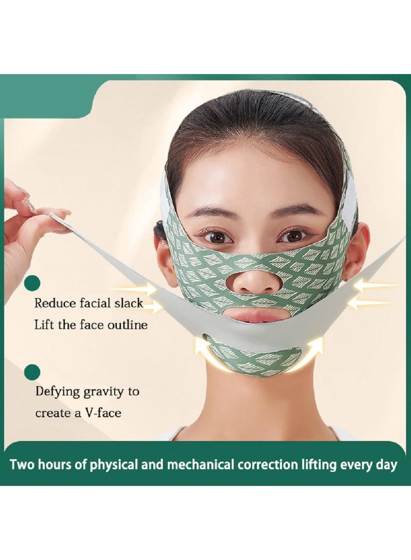 إسكدنيا V Line Lifting Bandage，Adjustable Jawline Lift Tape, Enhancer Face Patch Firming Contouring Face Mask（Green） - Image 2