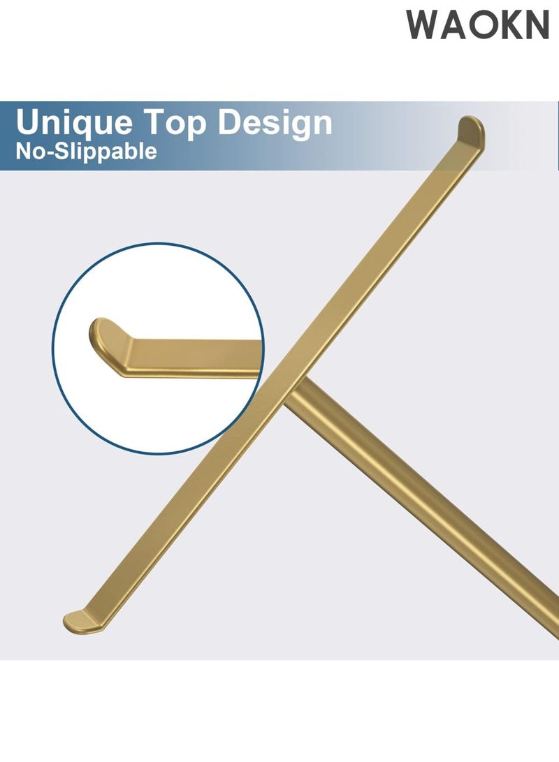 دبليو أيه أو كي أن رف مناشف من الفولاذ المقاوم للصدأ على شكل حرف T - منظم 2 في 1 مثبت على الحائط وسطح الطاولة، ملحقات حمام مقاومة للماء مع حامل عصابة رأس، حل تخزين مطبخ موفر للمساحة، تصميم عصري مقاوم للصدأ (ذهبي) - Image 5