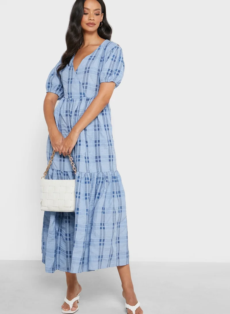 Object Checked Tiered Dress
