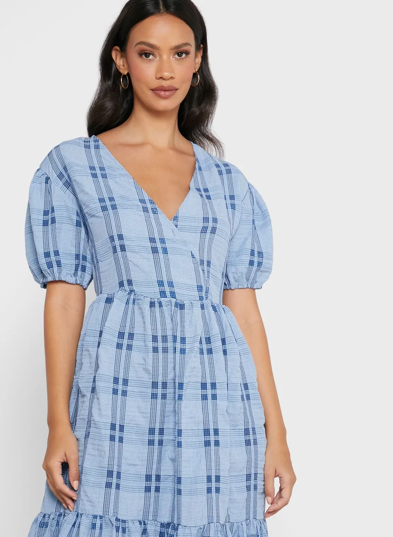 Object Checked Tiered Dress