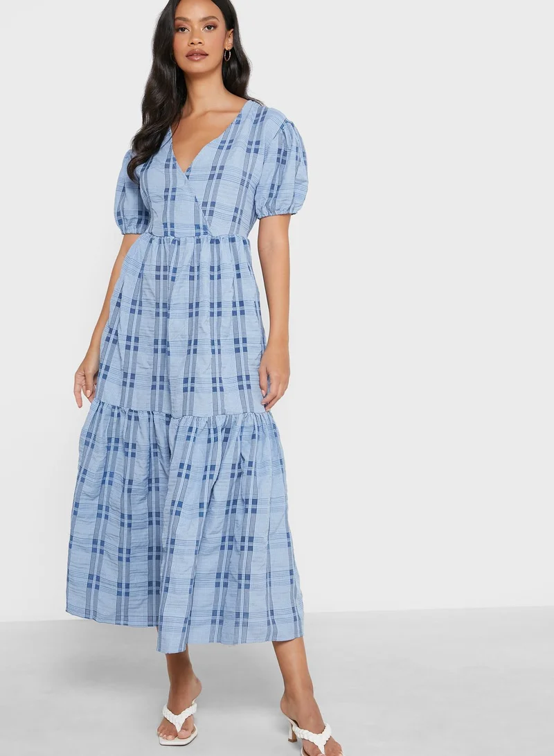 Object Checked Tiered Dress